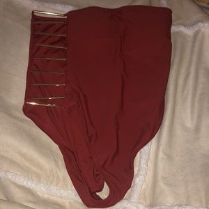 Never worn gold bar terracotta one piece swimsuit